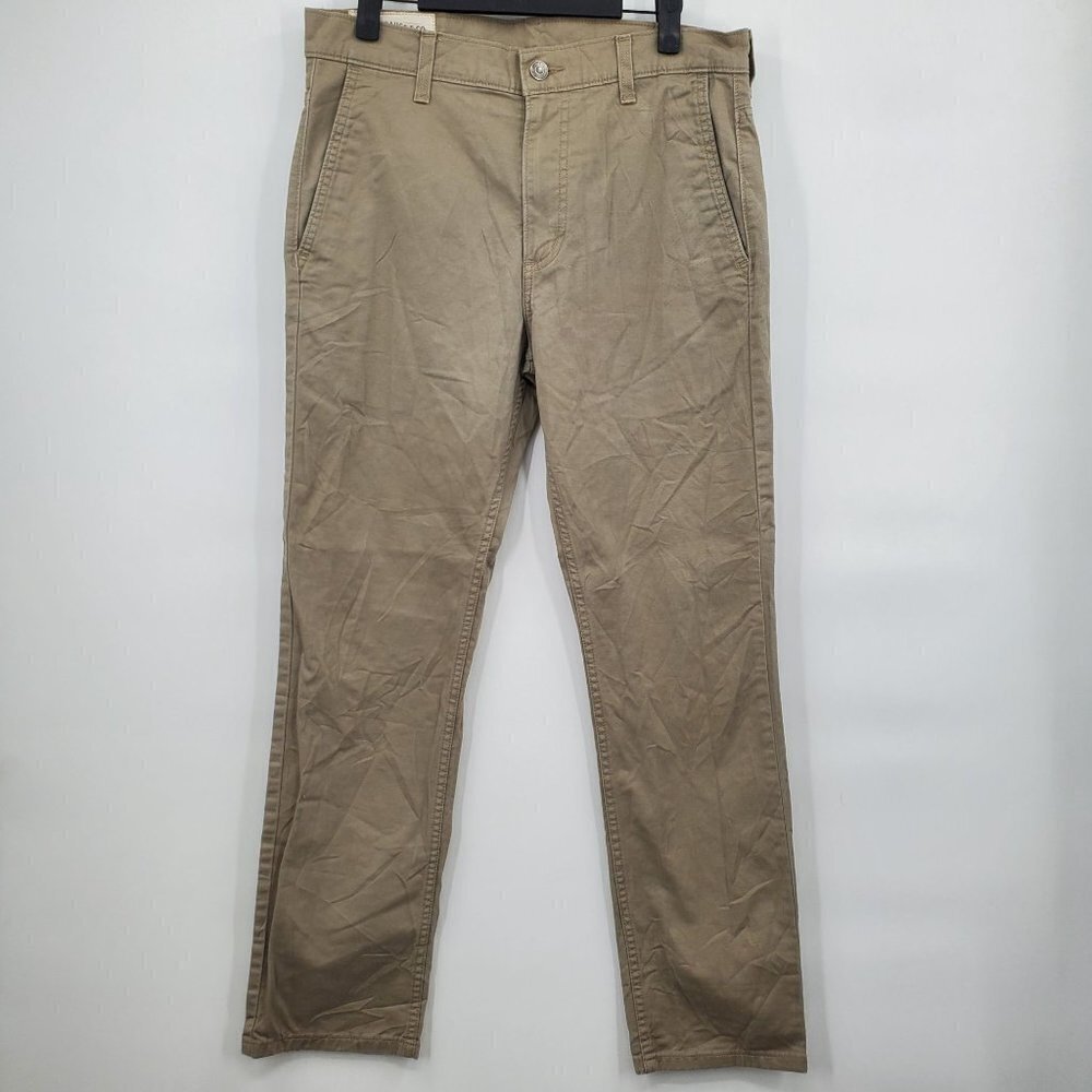 Levi's High-Rise Straight Leg Casual Pants Twill Flat Front 32 Mens Khaki